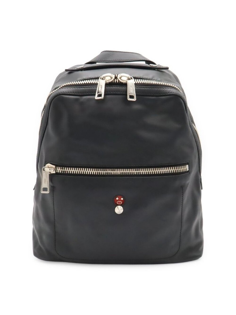 Fendi Backpack Leather Black Silver